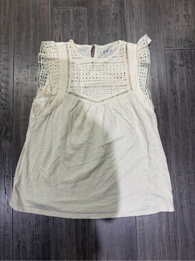 LOFT Ivory Eyelet Flutter-Sleeve Blouse